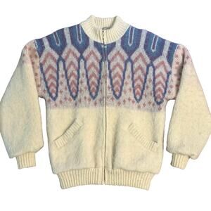 Iceware VTG 100% Pure New Wool of Iceland Full Zip Bomber Sweater Unisex Small
